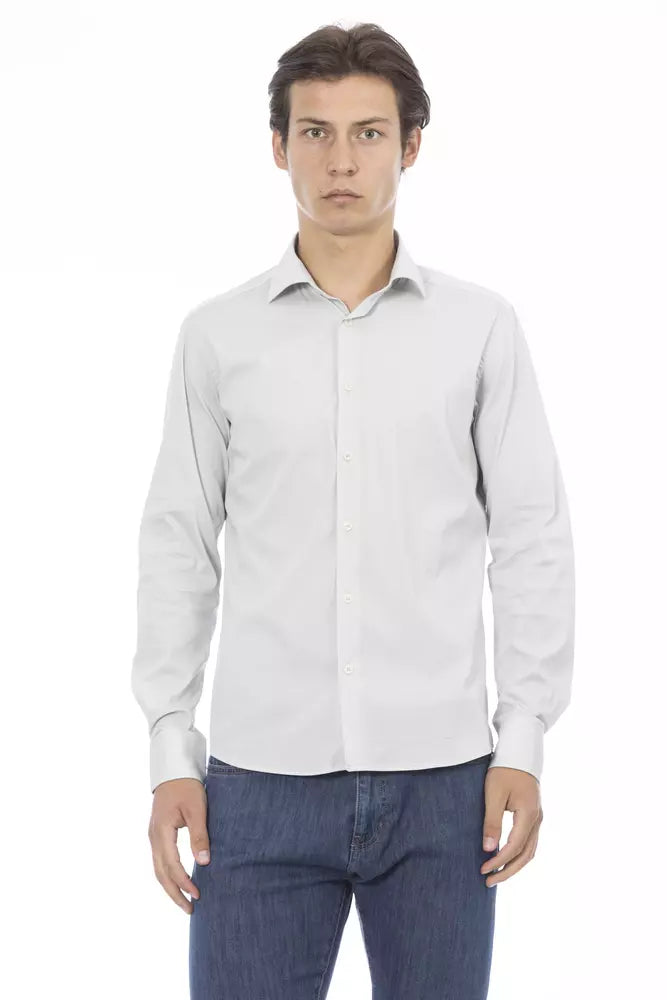 Baldinini Trend Gray Cotton Men Shirt Baldinini Trend