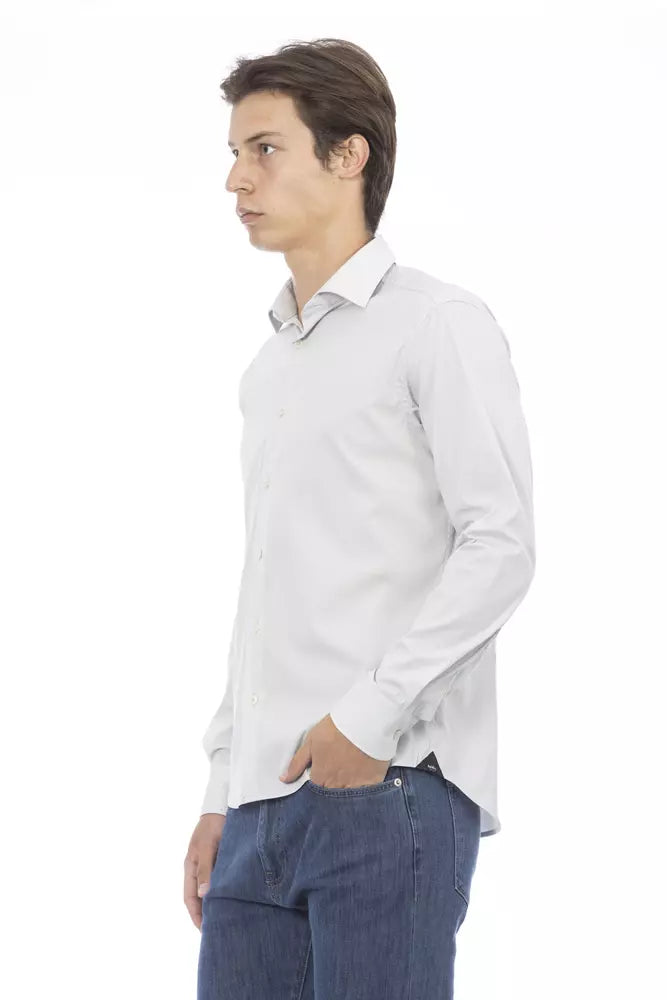 Baldinini Trend Gray Cotton Men Shirt Baldinini Trend