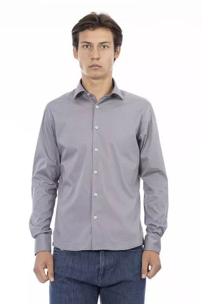 Baldinini Trend Gray Cotton Men Shirt Baldinini Trend