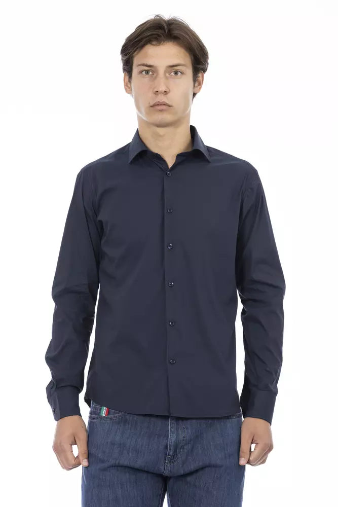 Baldinini Trend Blue Cotton Men Shirt Baldinini Trend