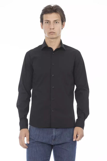 Baldinini Trend Black Cotton Men Shirt Baldinini Trend