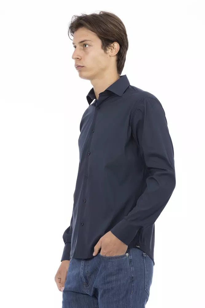 Baldinini Trend Blue Cotton Men Shirt Baldinini Trend