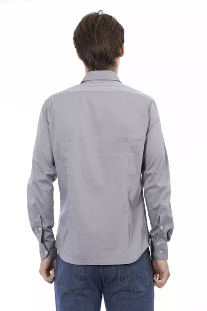 Baldinini Trend Gray Cotton Men Shirt Baldinini Trend