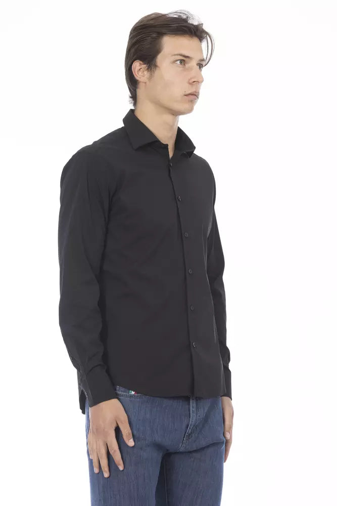 Baldinini Trend Black Cotton Men Shirt Baldinini Trend