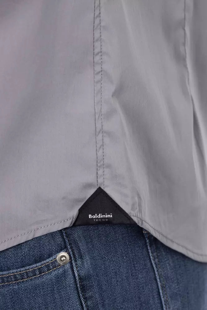 Baldinini Trend Gray Cotton Men Shirt Baldinini Trend