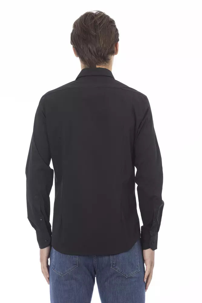 Baldinini Trend Black Cotton Men Shirt Baldinini Trend