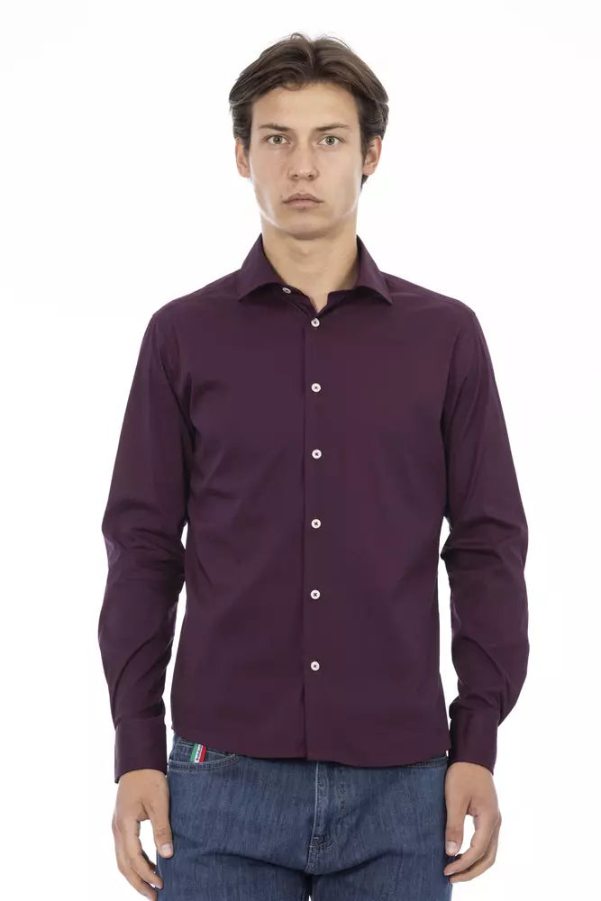 Baldinini Trend Bordeaux Cotton Men Shirt Baldinini Trend