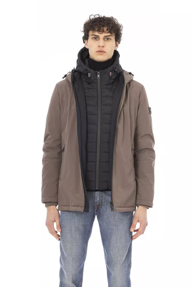 Baldinini Trend Beige Polyester Men Jacket Baldinini Trend