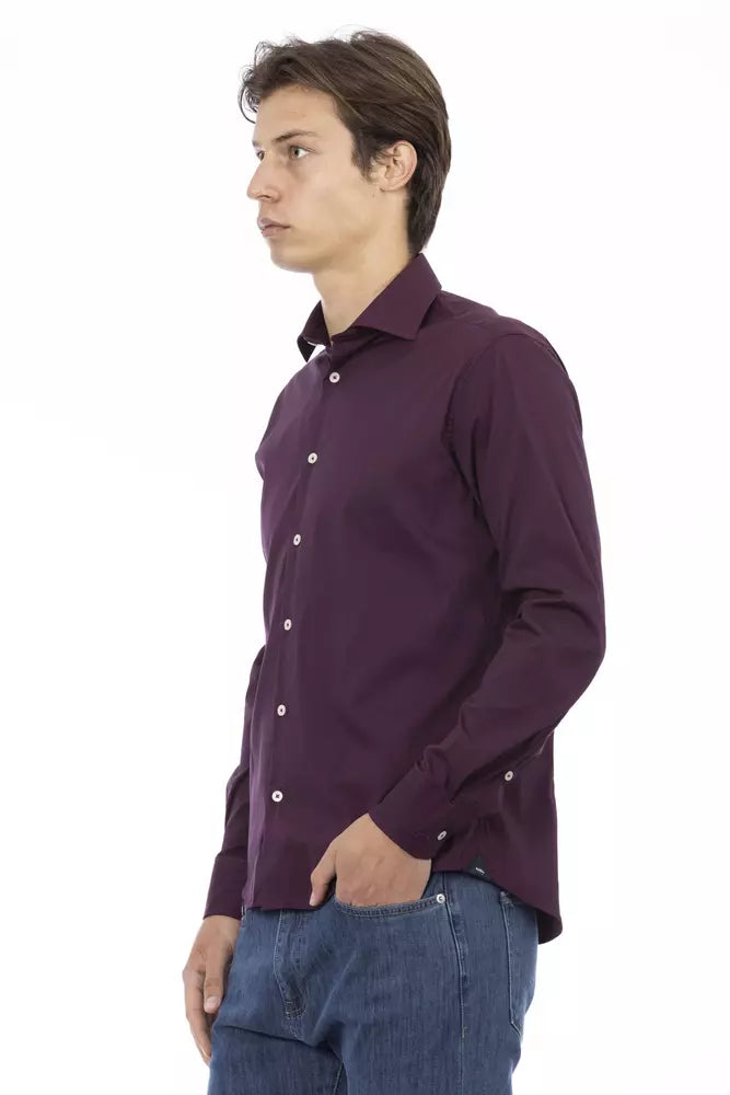 Baldinini Trend Bordeaux Cotton Men Shirt Baldinini Trend