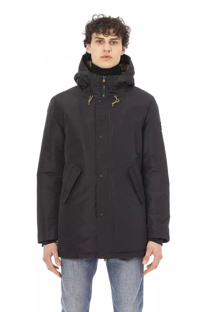 Baldinini Trend Black Polyester Men Jacket Baldinini Trend