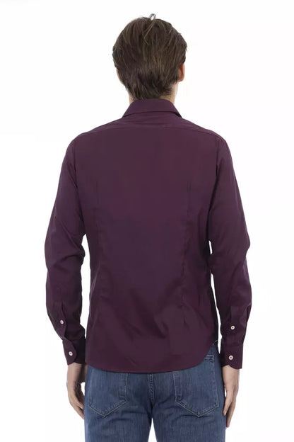 Baldinini Trend Bordeaux Cotton Men Shirt Baldinini Trend