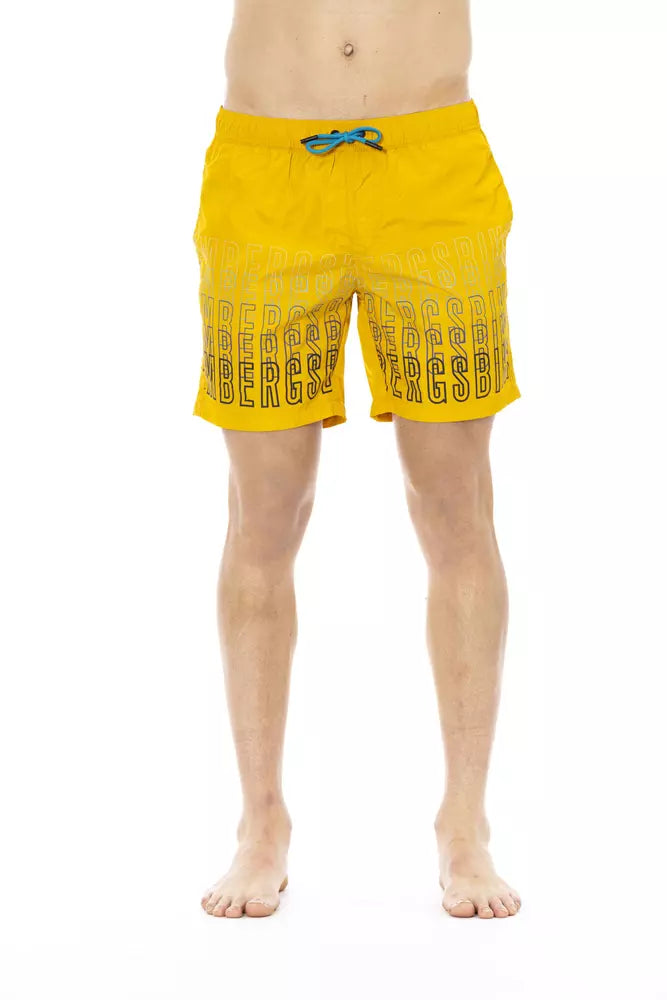 Bikkembergs Yellow Polyester Men Swim Short Bikkembergs