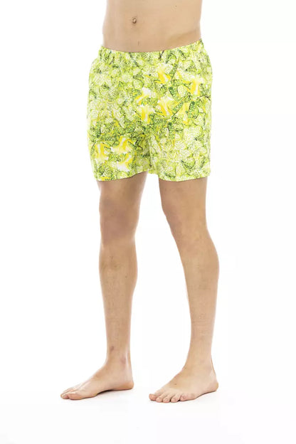 Just Cavalli Green Polyester Men Swimwear Just Cavalli