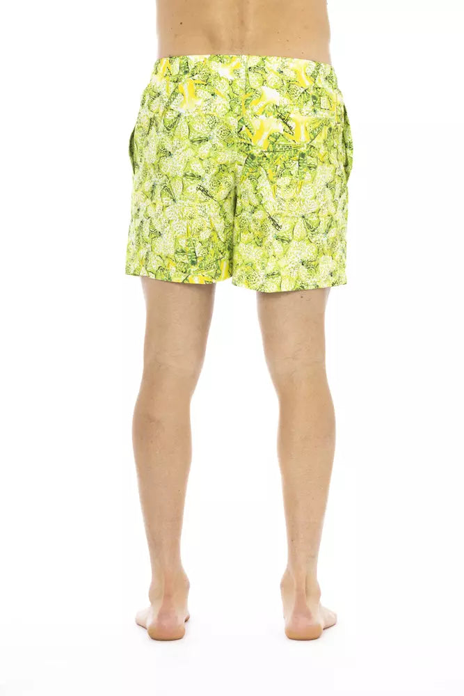 Just Cavalli Green Polyester Men Swimwear Just Cavalli