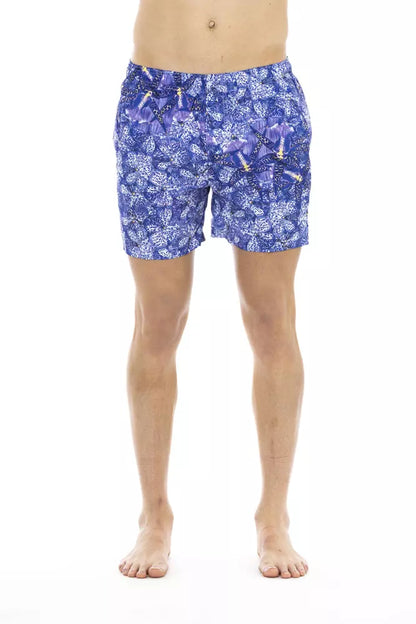 Just Cavalli Light Blue Polyester Men Swimwear Just Cavalli