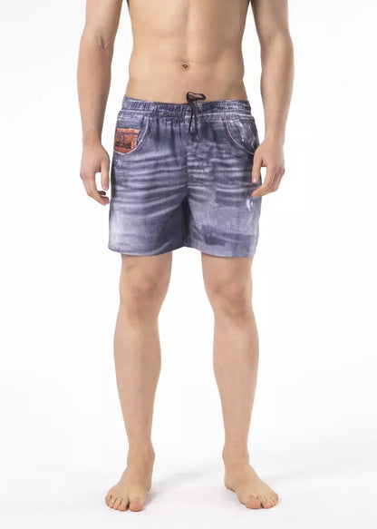 Just Cavalli Blue Polyester Men Swim Short Just Cavalli