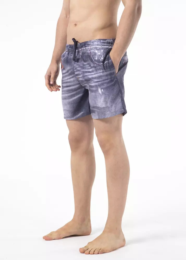 Just Cavalli Blue Polyester Men Swim Short Just Cavalli