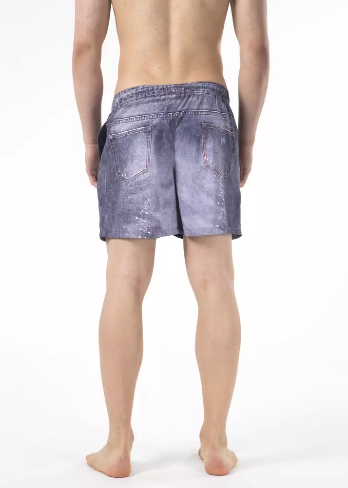 Just Cavalli Blue Polyester Men Swim Short Just Cavalli