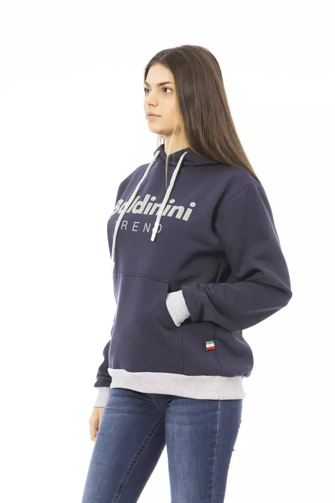 Baldinini Trend Blue Cotton Women Hoodie Baldinini Trend