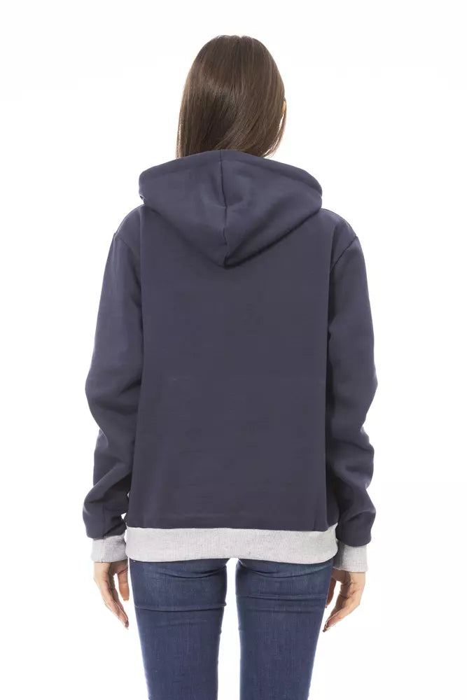 Baldinini Trend Blue Cotton Women Hoodie Baldinini Trend