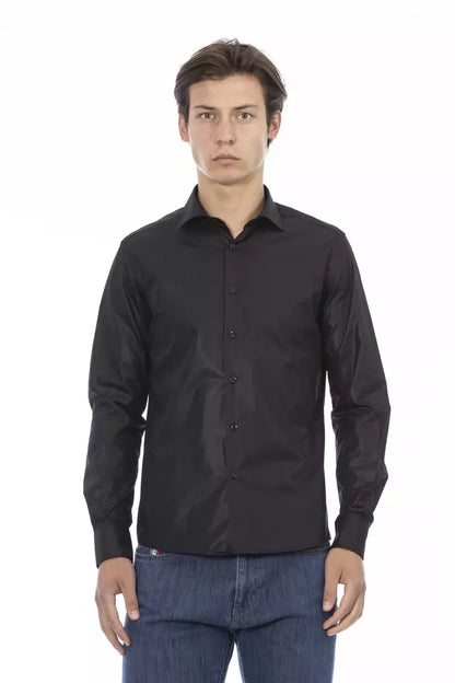 Baldinini Trend Black Polyester Men Shirt Baldinini Trend