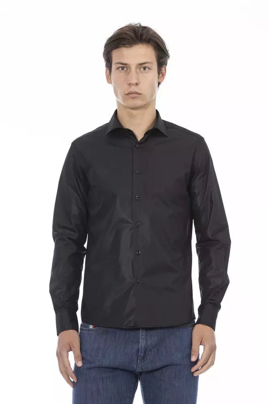 Baldinini Trend Black Polyester Men Shirt Baldinini Trend