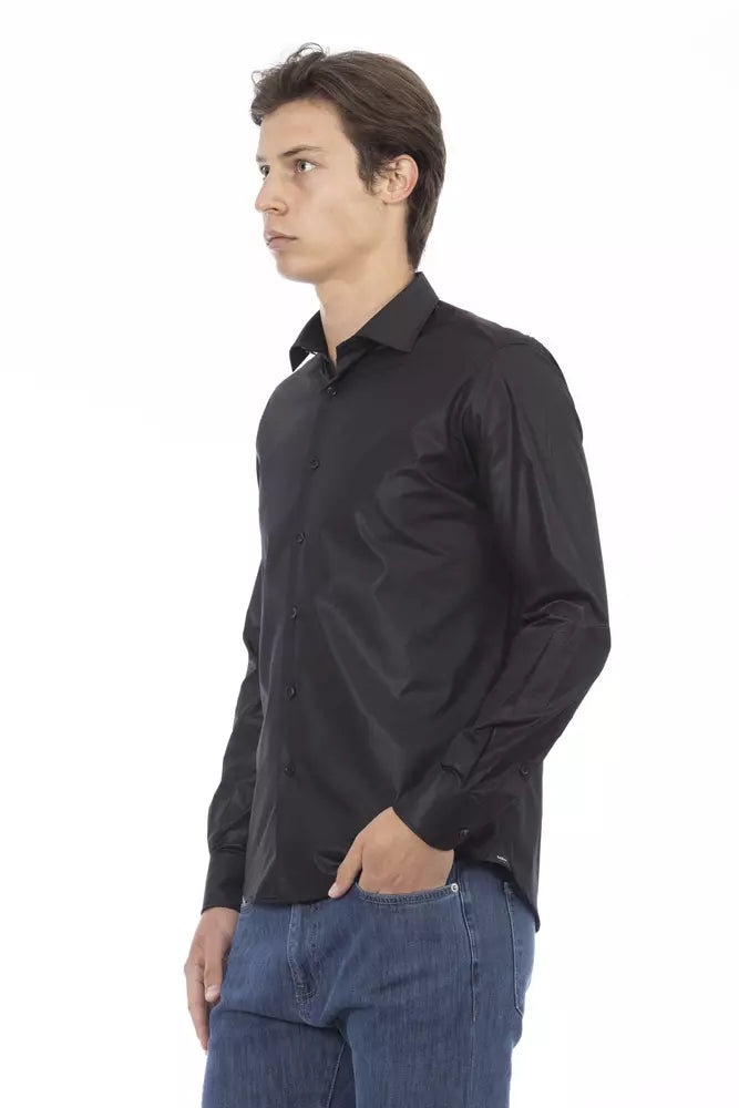 Baldinini Trend Black Polyester Men Shirt Baldinini Trend