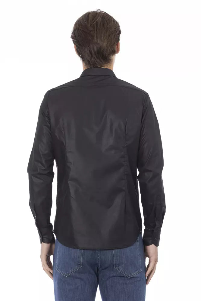 Baldinini Trend Black Polyester Men Shirt Baldinini Trend