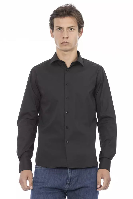 Baldinini Trend Gray Cotton Men Shirt Baldinini Trend