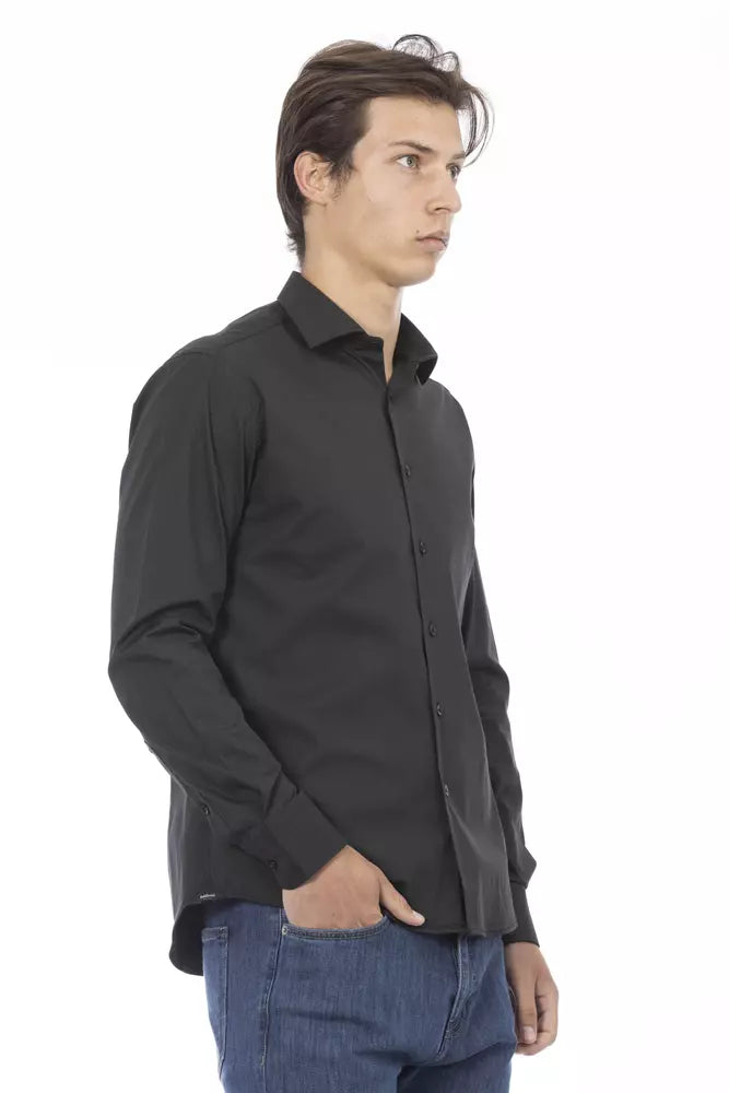 Baldinini Trend Gray Cotton Men Shirt Baldinini Trend