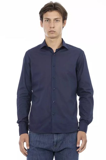 Baldinini Trend Blue Cotton Men Shirt Baldinini Trend