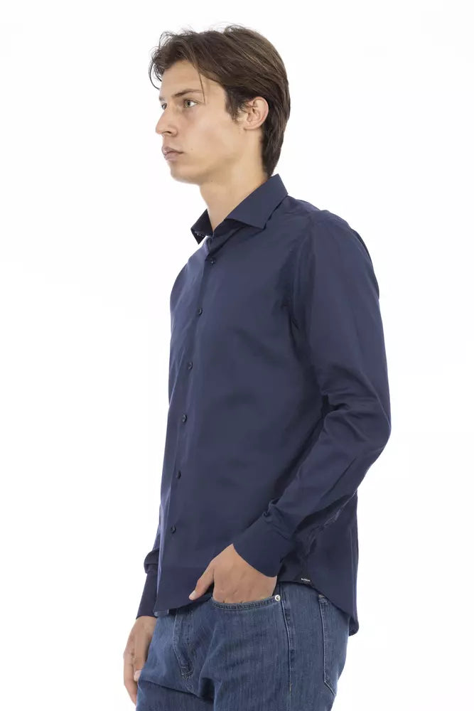 Baldinini Trend Blue Cotton Men Shirt Baldinini Trend