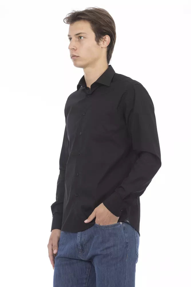 Baldinini Trend Black Cotton Men Shirt Baldinini Trend