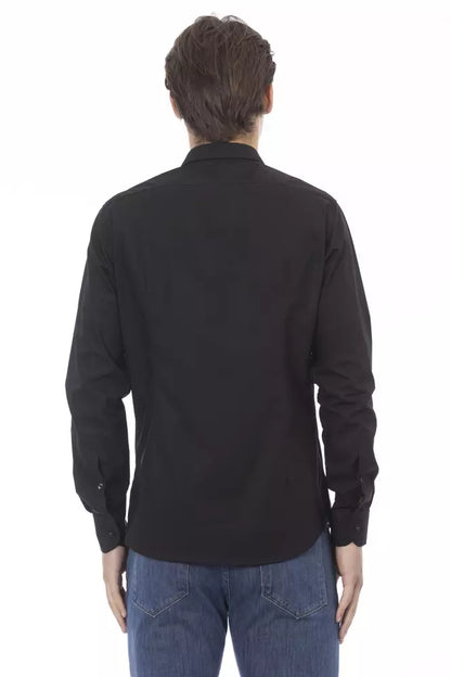 Baldinini Trend Black Cotton Men Shirt Baldinini Trend