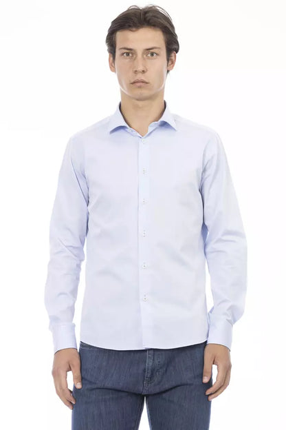 Baldinini Trend Light Blue Cotton Men Shirt Baldinini Trend