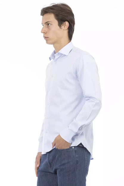 Baldinini Trend Light Blue Cotton Men Shirt Baldinini Trend