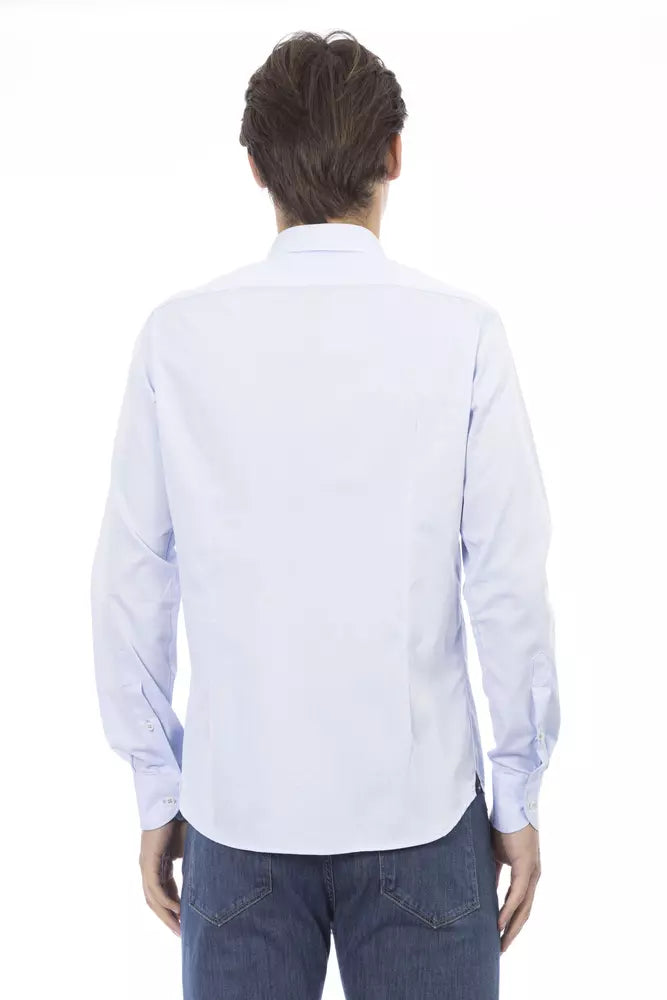 Baldinini Trend Light Blue Cotton Men Shirt Baldinini Trend