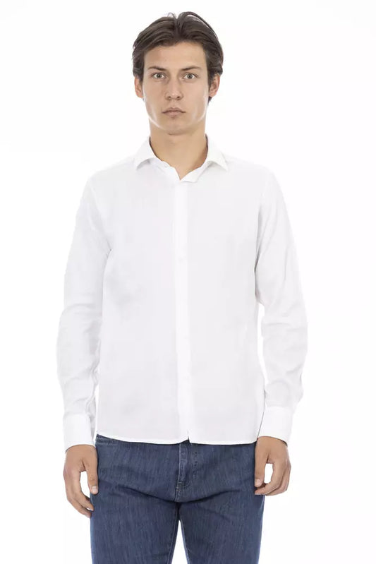 Baldinini Trend White Cotton Men Shirt Baldinini Trend