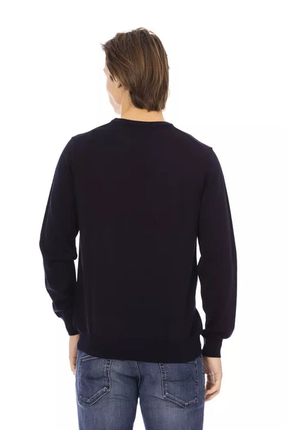 Baldinini Trend Blue Fabric Men Sweater Baldinini Trend