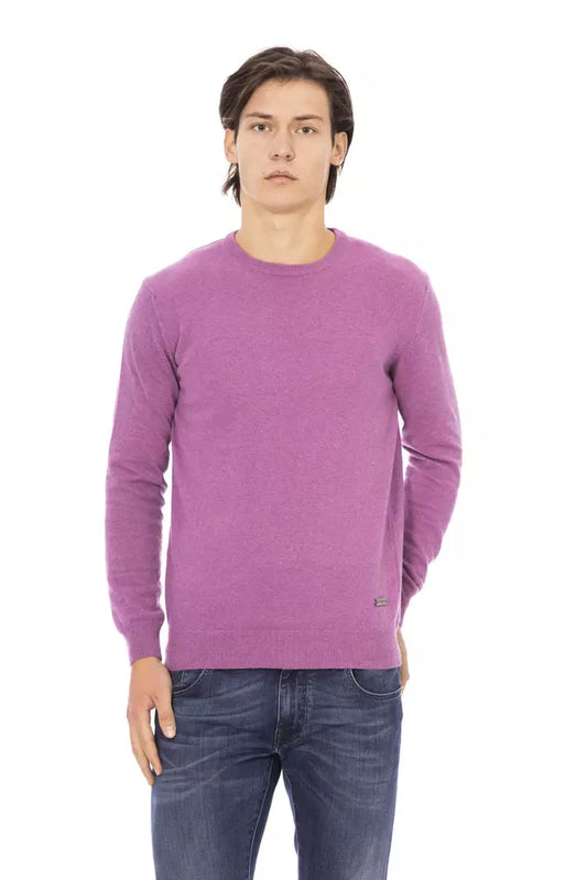 Baldinini Trend Purple Wool Men Sweater Baldinini Trend