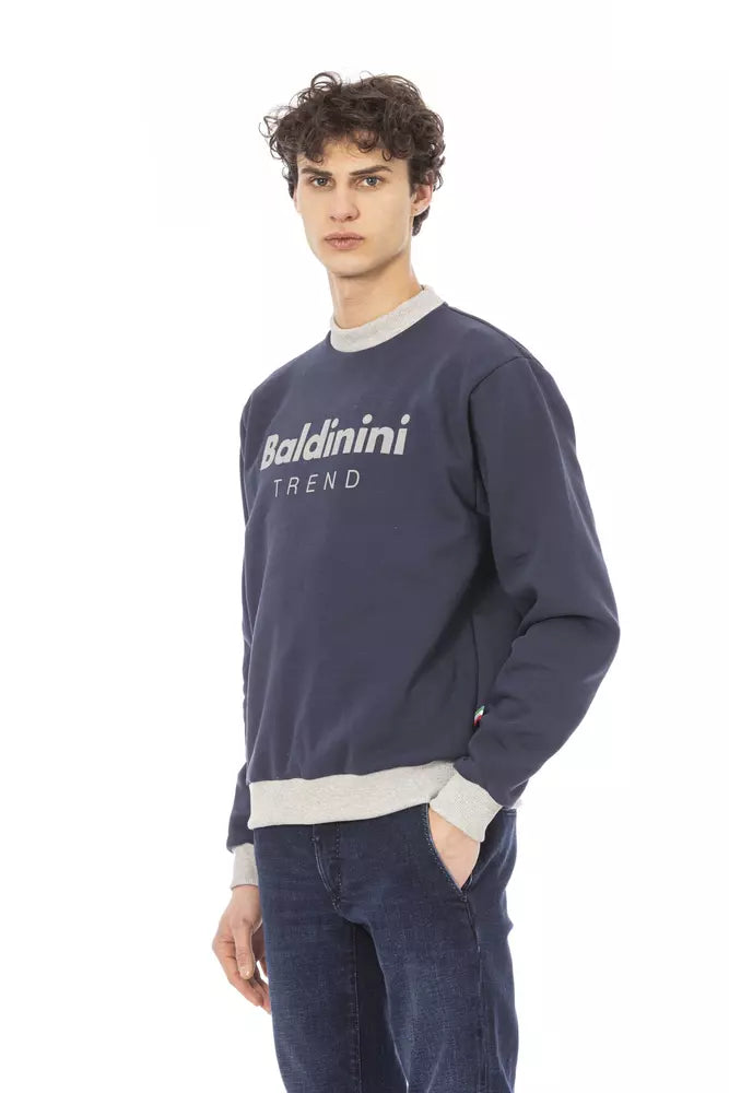 Baldinini Trend Blue Cotton Men Sweater Baldinini Trend