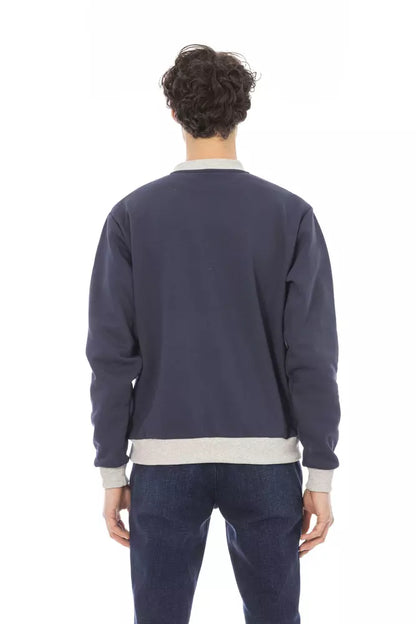 Baldinini Trend Blue Cotton Men Sweater Baldinini Trend