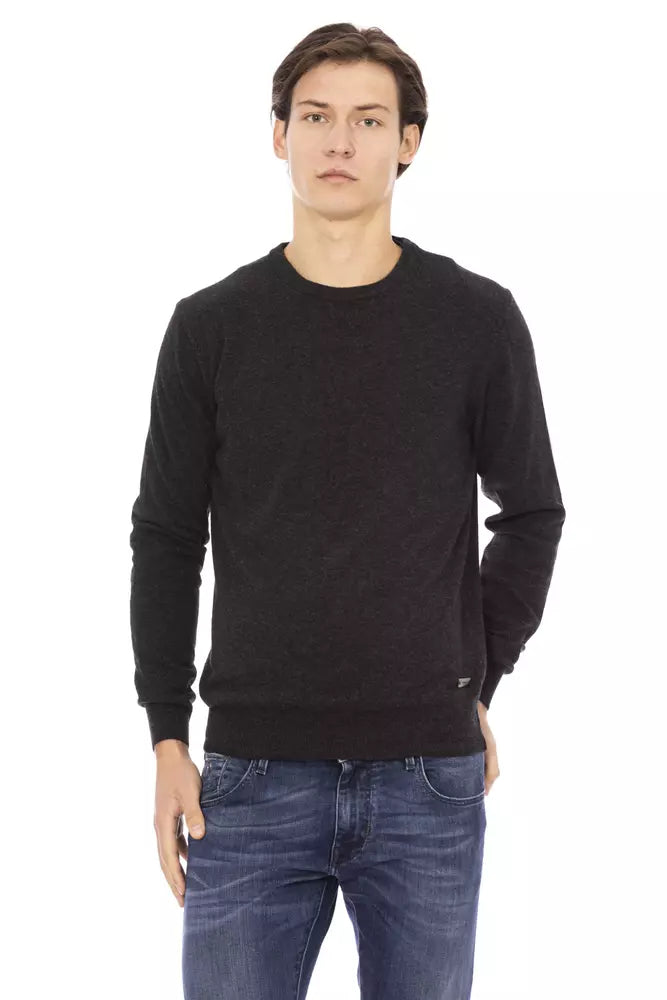 Baldinini Trend Black Wool Men Sweater Baldinini Trend