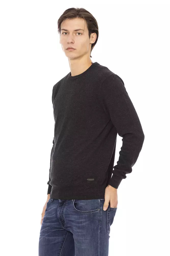 Baldinini Trend Black Wool Men Sweater Baldinini Trend