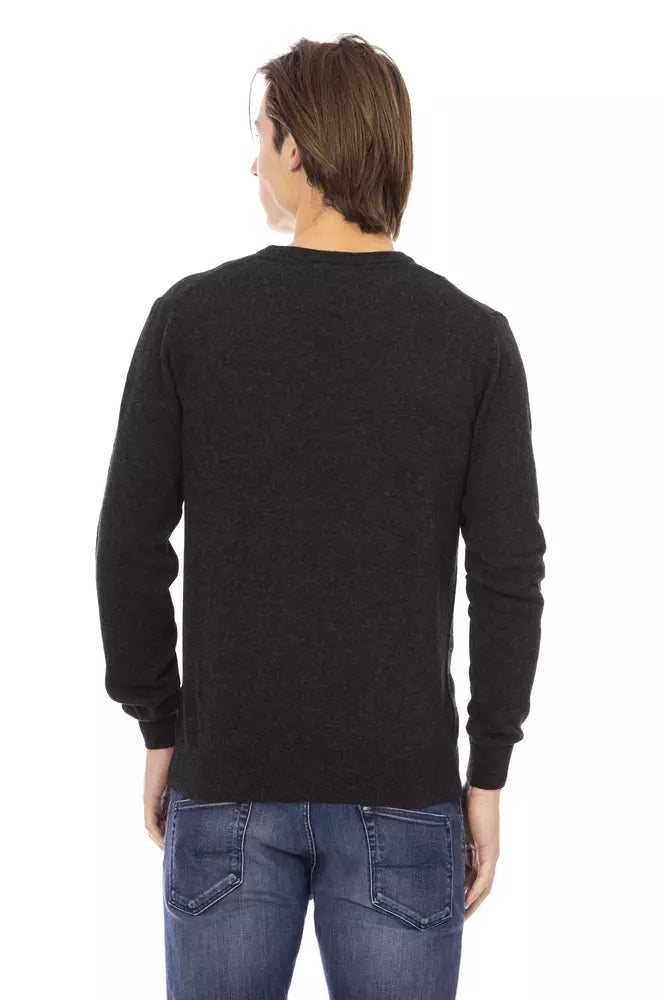 Baldinini Trend Black Wool Men Sweater Baldinini Trend