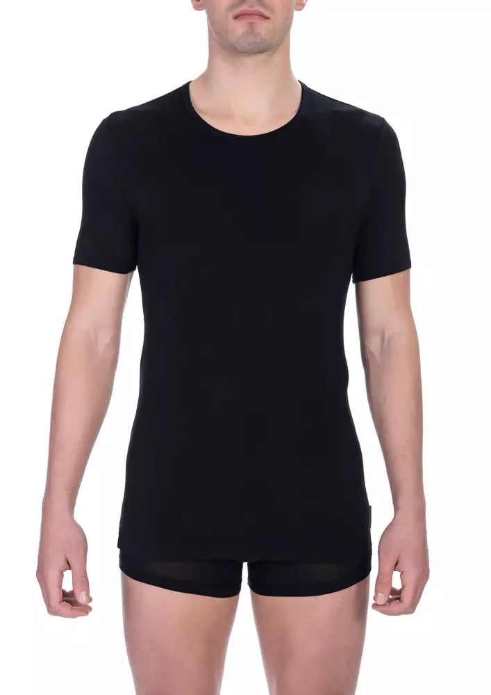 Bikkembergs Black Viscose Men T-Shirt Bikkembergs