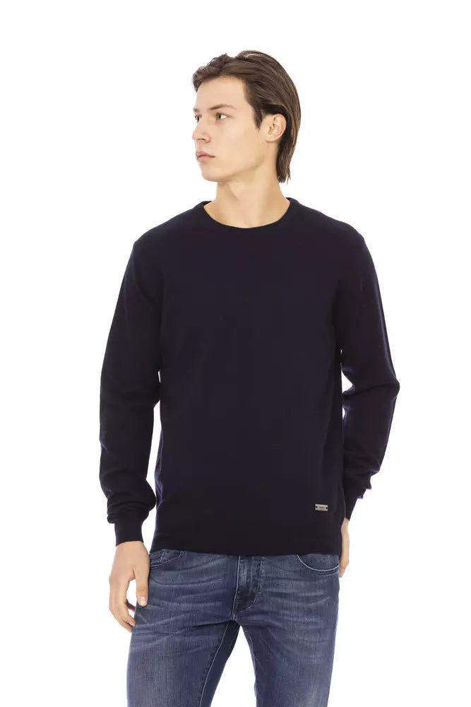 Baldinini Trend Blue Wool Men Sweater Baldinini Trend