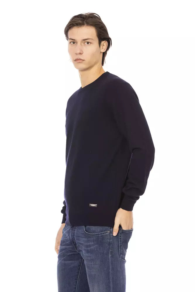 Baldinini Trend Blue Wool Men Sweater Baldinini Trend