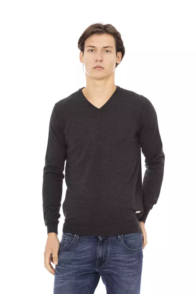 Baldinini Trend Gray Fabric Men Sweater Baldinini Trend