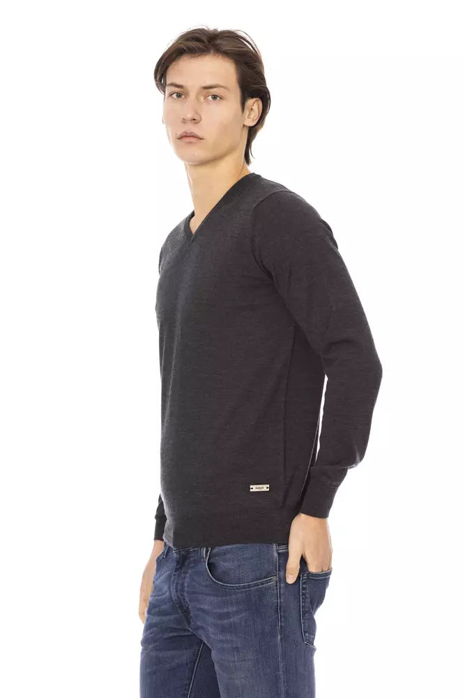 Baldinini Trend Gray Fabric Men Sweater Baldinini Trend